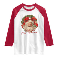 Merry Christmas Vintage Retro Santa Claus Coquette Raglan Shirt - Wonder Print Shop
