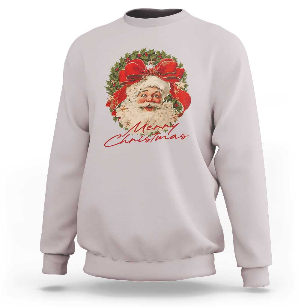Merry Christmas Vintage Retro Santa Claus Coquette Sweatshirt - Wonder Print Shop