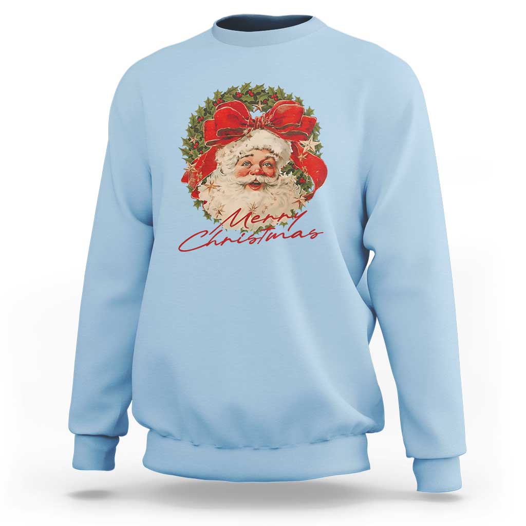 Merry Christmas Vintage Retro Santa Claus Coquette Sweatshirt - Wonder Print Shop