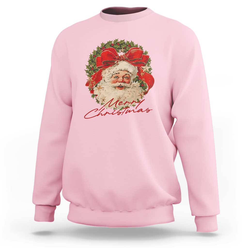 Merry Christmas Vintage Retro Santa Claus Coquette Sweatshirt - Wonder Print Shop