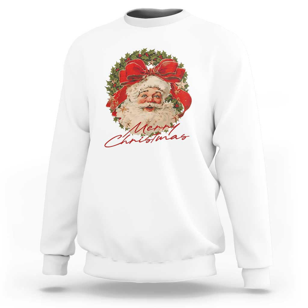 Merry Christmas Vintage Retro Santa Claus Coquette Sweatshirt - Wonder Print Shop