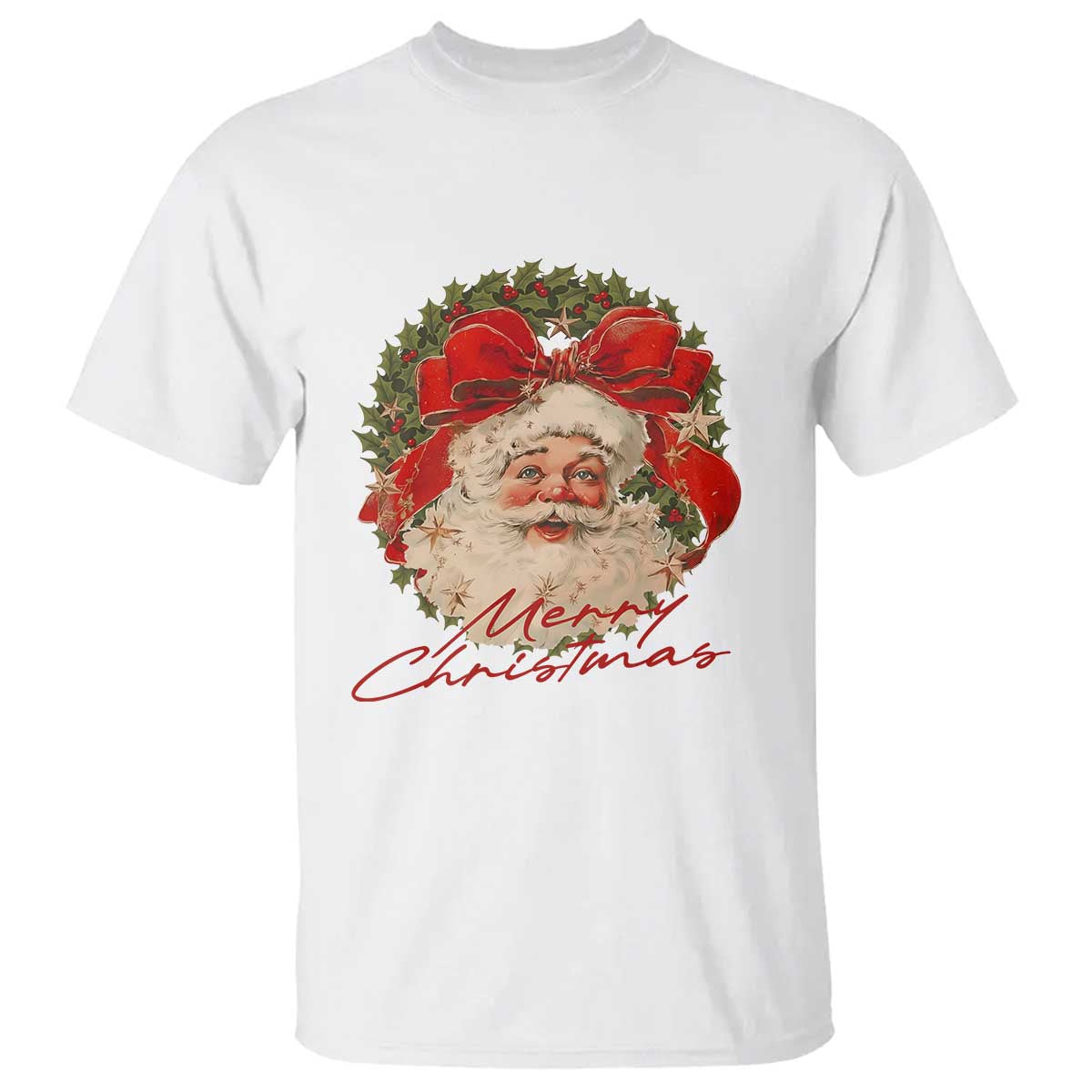 Merry Christmas Vintage Retro Santa Claus Coquette T Shirt - Wonder Print Shop