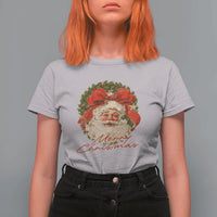 Merry Christmas Vintage Retro Santa Claus Coquette T Shirt For Women - Wonder Print Shop