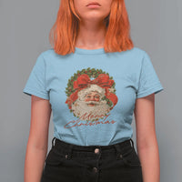 Merry Christmas Vintage Retro Santa Claus Coquette T Shirt For Women - Wonder Print Shop