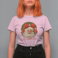 Merry Christmas Vintage Retro Santa Claus Coquette T Shirt For Women - Wonder Print Shop