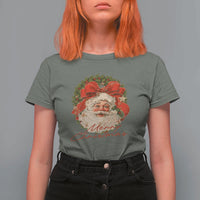 Merry Christmas Vintage Retro Santa Claus Coquette T Shirt For Women - Wonder Print Shop