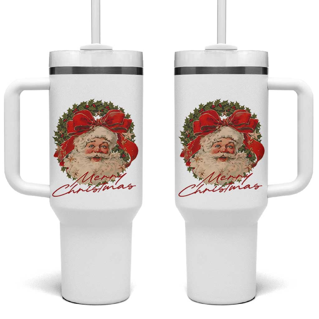 Merry Christmas Vintage Retro Santa Claus Coquette Tumbler With Handle - Wonder Print Shop
