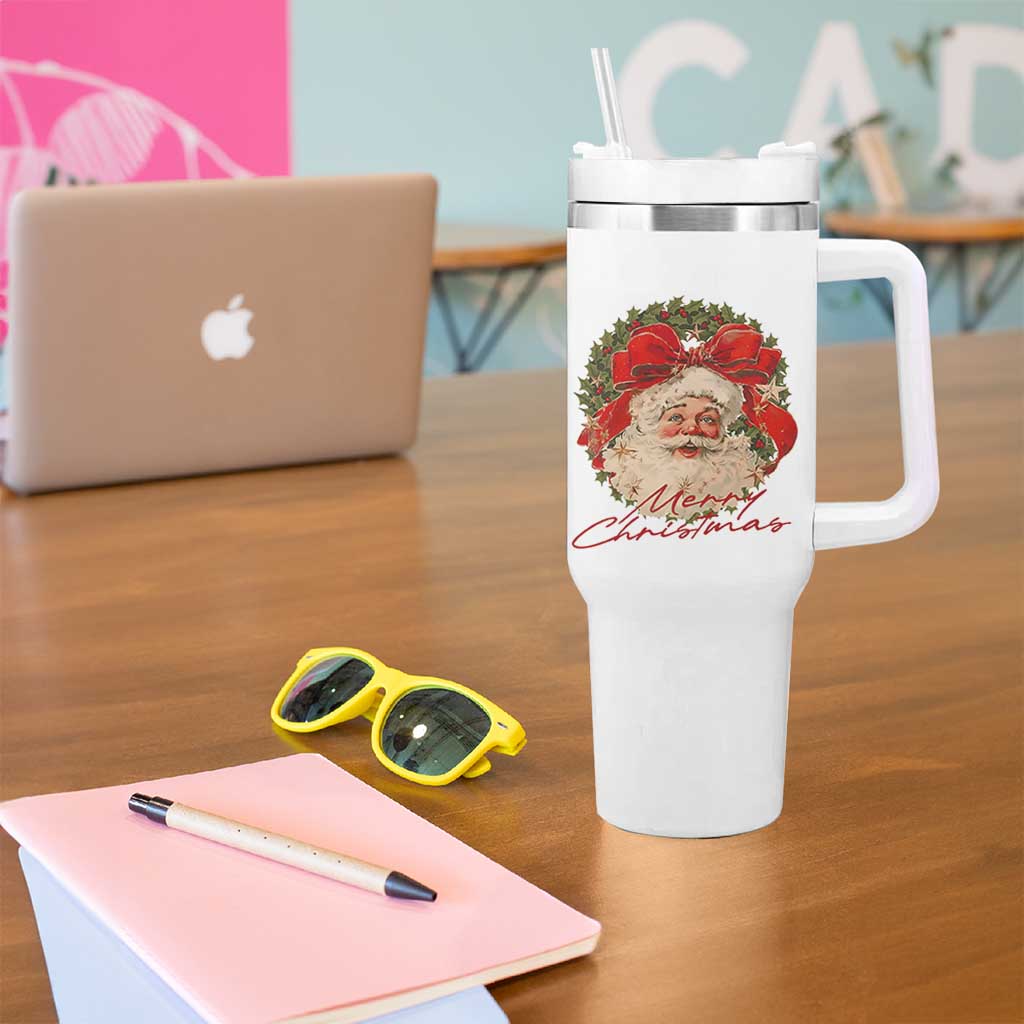 Merry Christmas Vintage Retro Santa Claus Coquette Tumbler With Handle - Wonder Print Shop