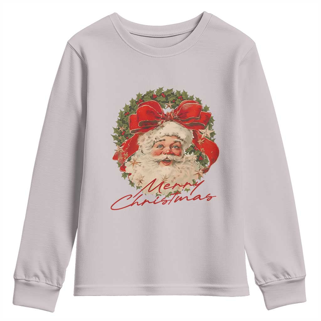 Merry Christmas Vintage Retro Santa Claus Coquette Youth Sweatshirt - Wonder Print Shop