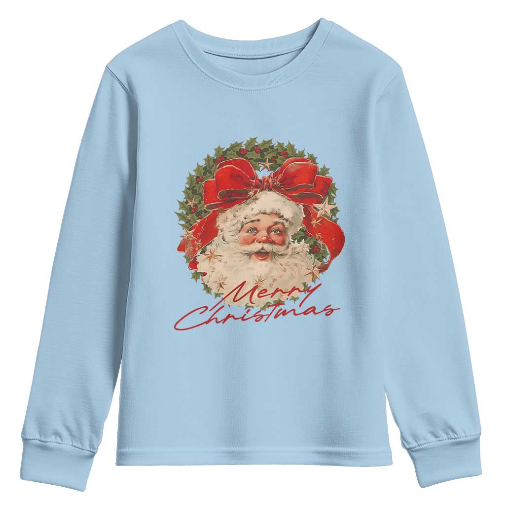 Merry Christmas Vintage Retro Santa Claus Coquette Youth Sweatshirt - Wonder Print Shop
