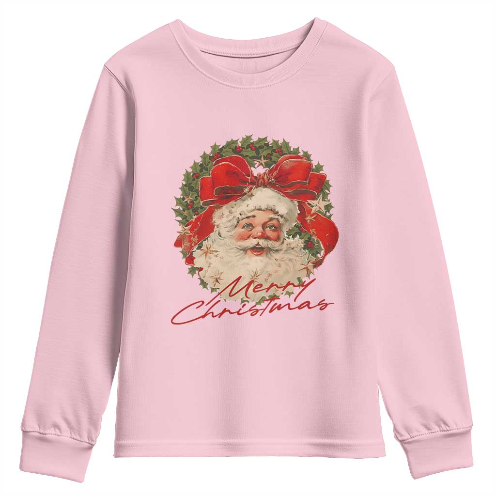 Merry Christmas Vintage Retro Santa Claus Coquette Youth Sweatshirt - Wonder Print Shop