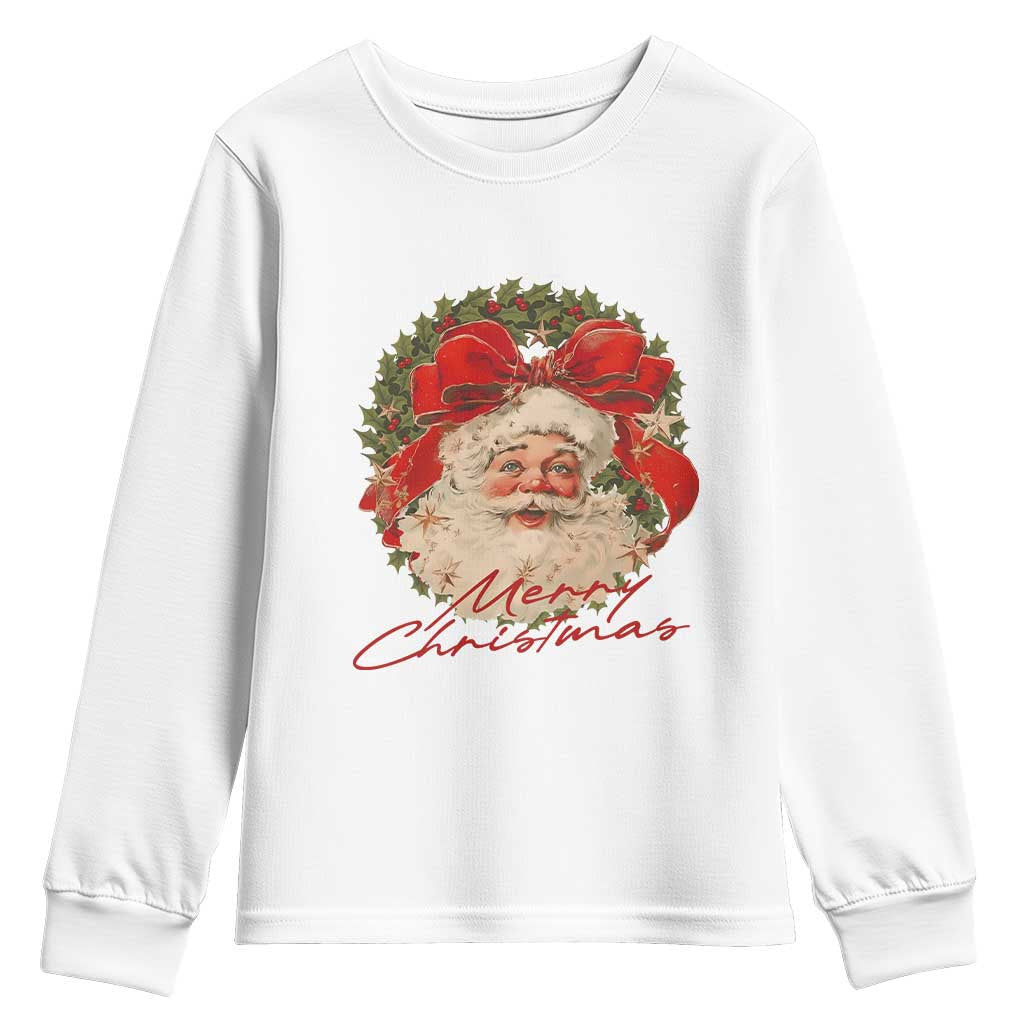 Merry Christmas Vintage Retro Santa Claus Coquette Youth Sweatshirt - Wonder Print Shop