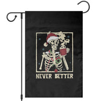 Funny Christmas Never Better Garden Flag Skeleton Drinking Coffee - Wonder Print Shop