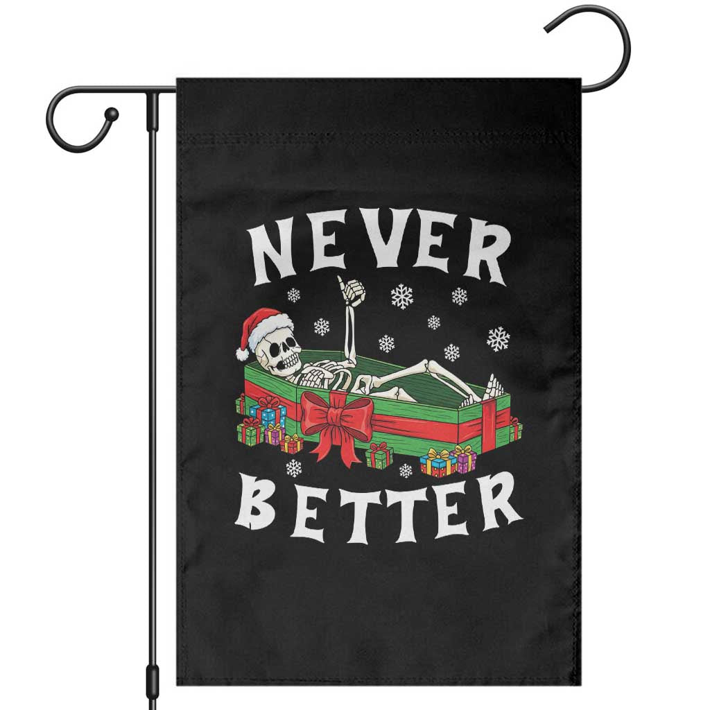 Funny Halloween Christmas Never Better Garden Flag Xmas Skeleton Coffin - Wonder Print Shop