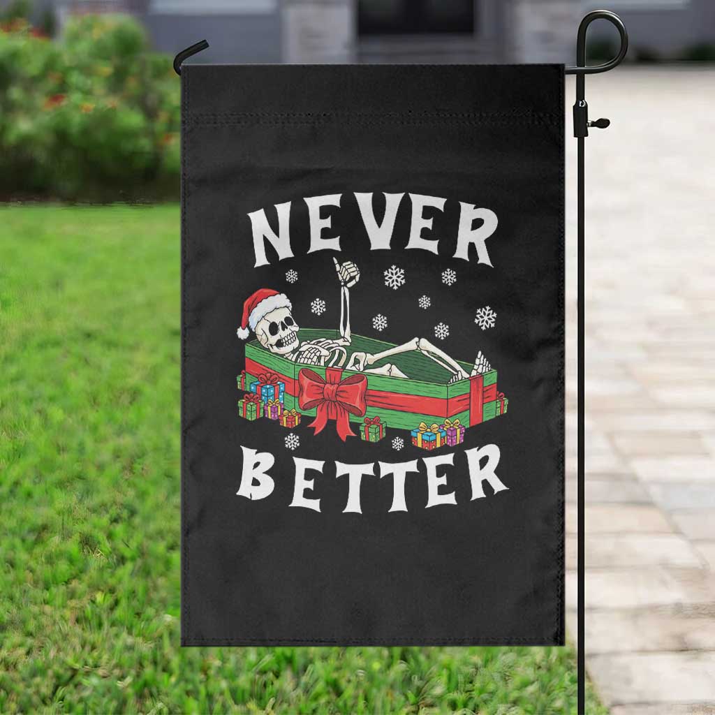 Funny Halloween Christmas Never Better Garden Flag Xmas Skeleton Coffin - Wonder Print Shop