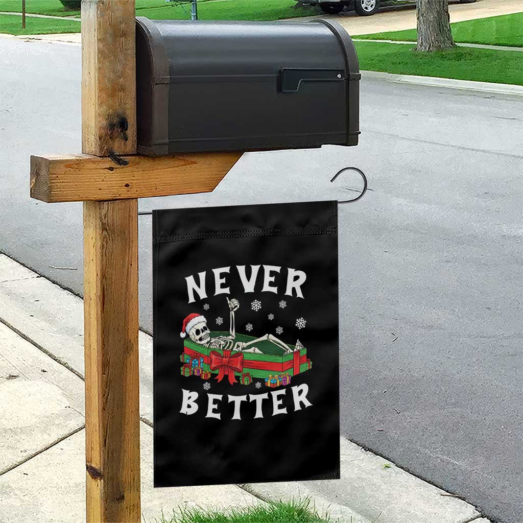 Funny Halloween Christmas Never Better Garden Flag Xmas Skeleton Coffin - Wonder Print Shop