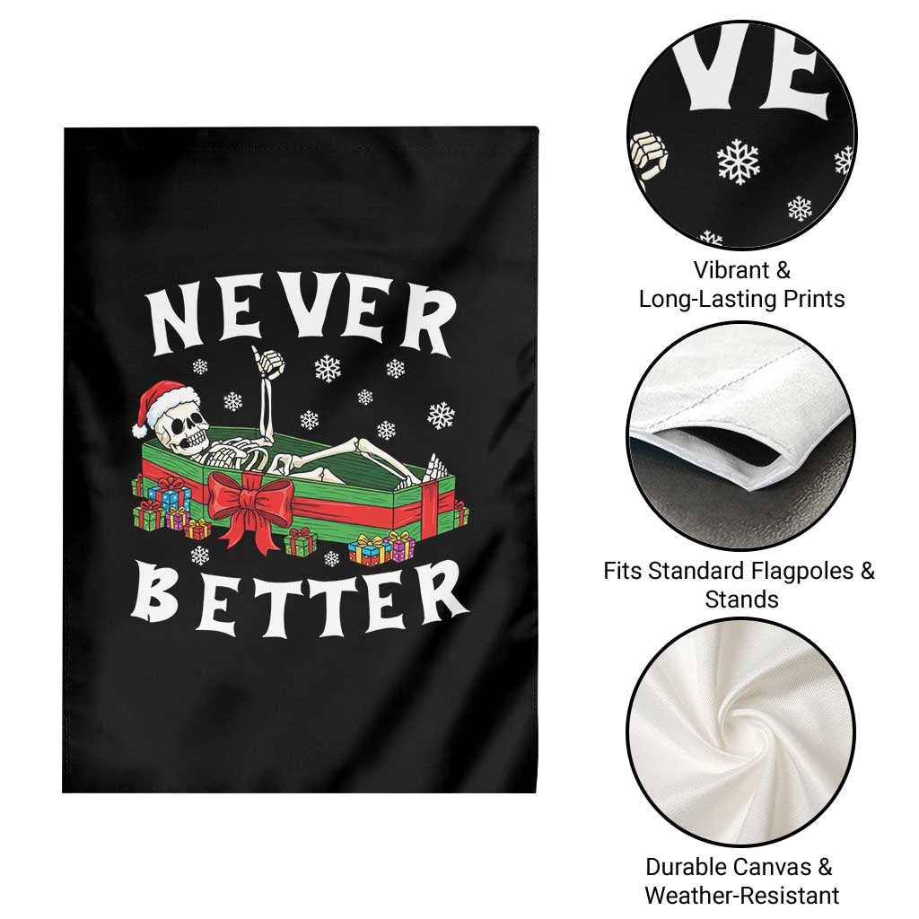 Funny Halloween Christmas Never Better Garden Flag Xmas Skeleton Coffin - Wonder Print Shop
