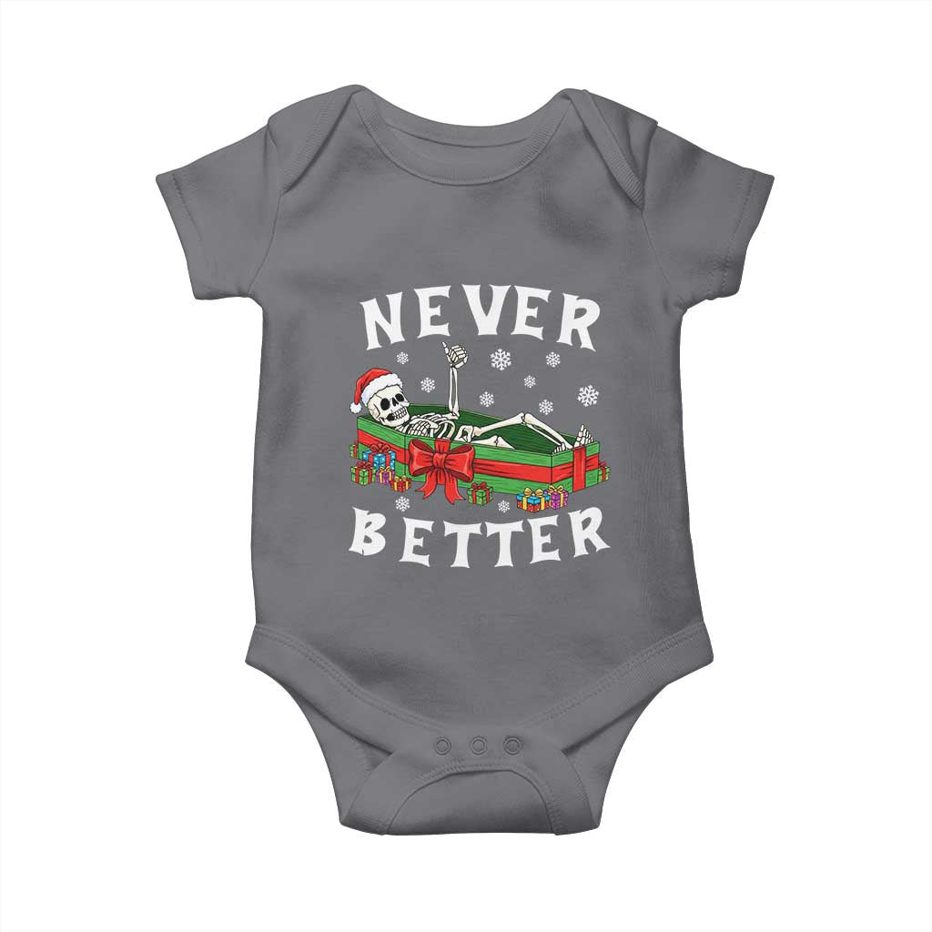 Funny Halloween Christmas Never Better Baby Onesie Xmas Skeleton Coffin - Wonder Print Shop