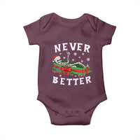 Funny Halloween Christmas Never Better Baby Onesie Xmas Skeleton Coffin - Wonder Print Shop