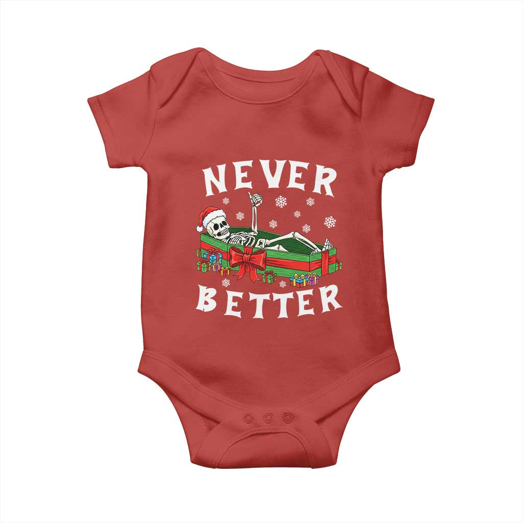 Funny Halloween Christmas Never Better Baby Onesie Xmas Skeleton Coffin - Wonder Print Shop