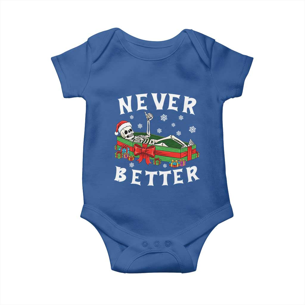 Funny Halloween Christmas Never Better Baby Onesie Xmas Skeleton Coffin - Wonder Print Shop