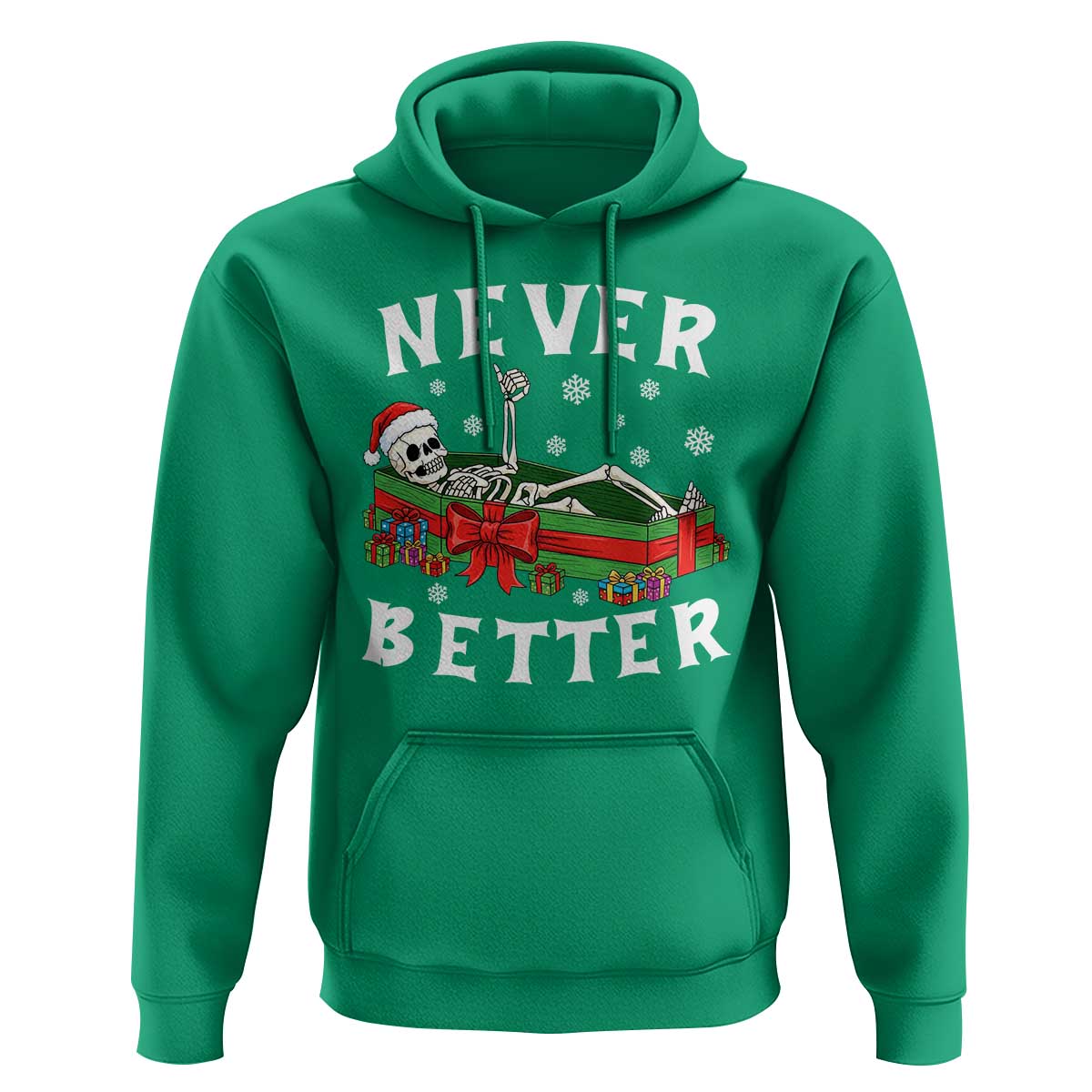 Funny Halloween Christmas Never Better Hoodie Xmas Skeleton Coffin - Wonder Print Shop