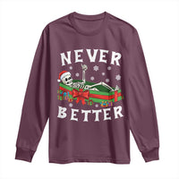 Funny Halloween Christmas Never Better Long Sleeve Shirt Xmas Skeleton Coffin - Wonder Print Shop