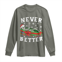 Funny Halloween Christmas Never Better Long Sleeve Shirt Xmas Skeleton Coffin - Wonder Print Shop