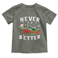 Funny Halloween Christmas Never Better Toddler T Shirt Xmas Skeleton Coffin - Wonder Print Shop