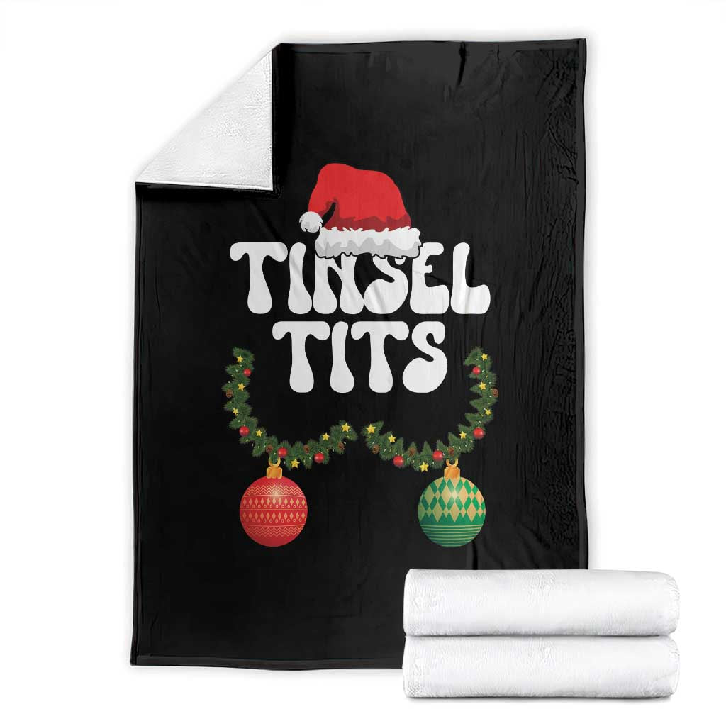 Christmas Tinsel Tits Throw Blanket Funny Xmas Couple Matching - Wonder Print Shop
