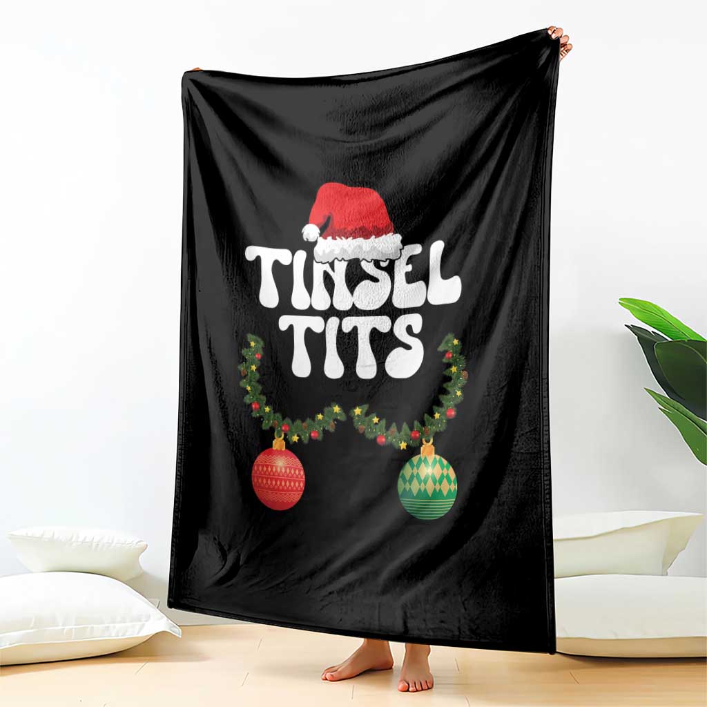 Christmas Tinsel Tits Throw Blanket Funny Xmas Couple Matching - Wonder Print Shop