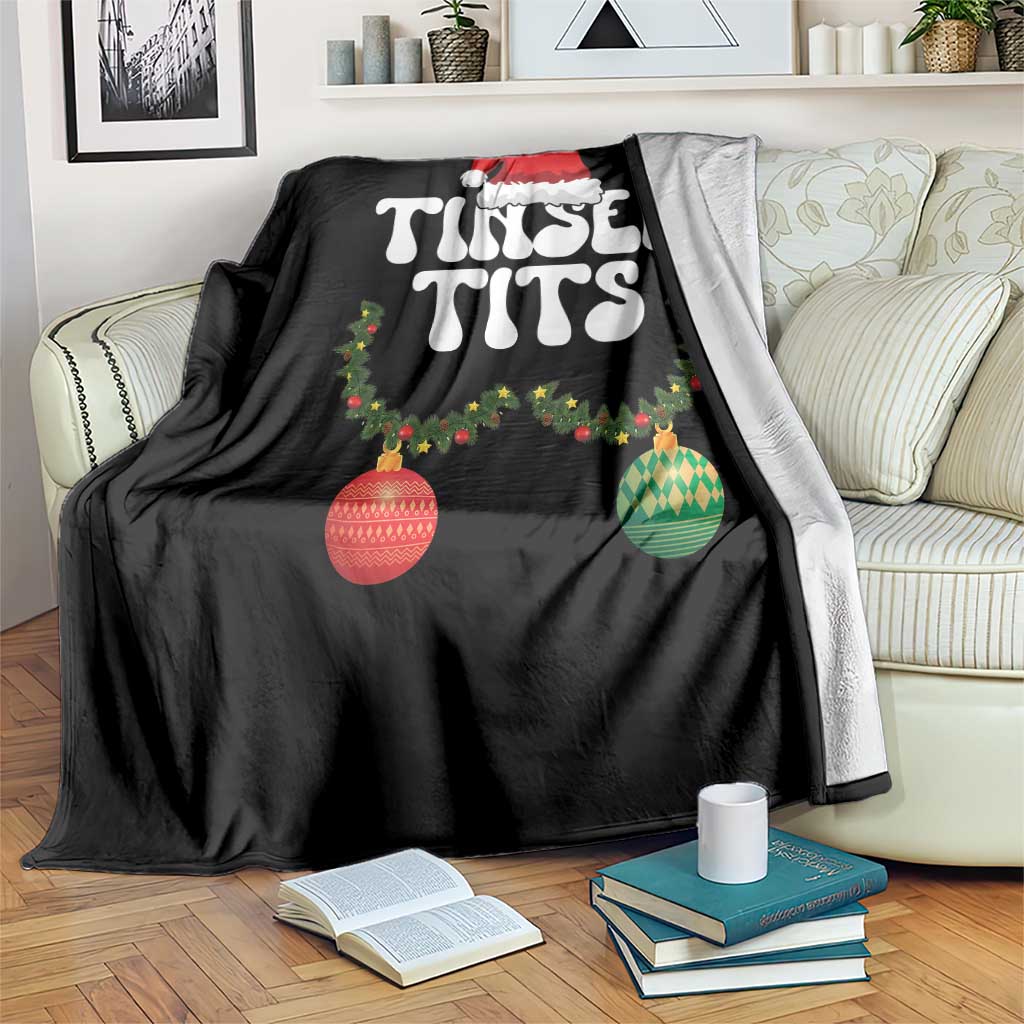 Christmas Tinsel Tits Throw Blanket Funny Xmas Couple Matching - Wonder Print Shop