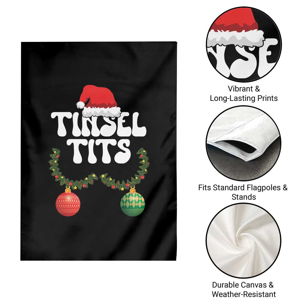 Christmas Tinsel Tits Garden Flag Funny Xmas Couple Matching - Wonder Print Shop