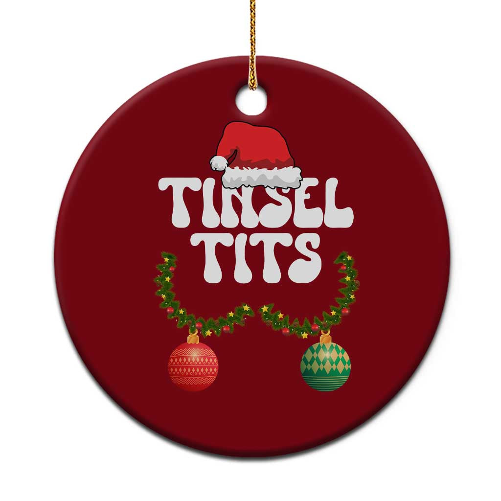 Christmas Tinsel Tits Ceramic Ornament Funny Xmas Couple Matching - Wonder Print Shop