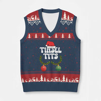 Xmas Tinsel Tits V-Neck Knit Sweater Vest Funny Xmas Couple Matching - Wonder Print Shop