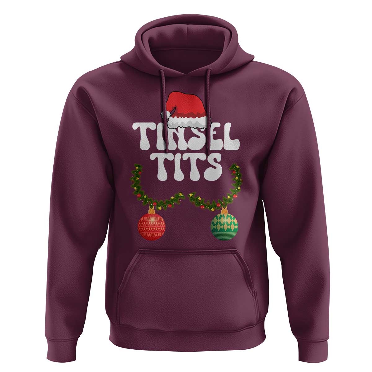 Christmas Tinsel Tits Hoodie Funny Xmas Couple Matching - Wonder Print Shop