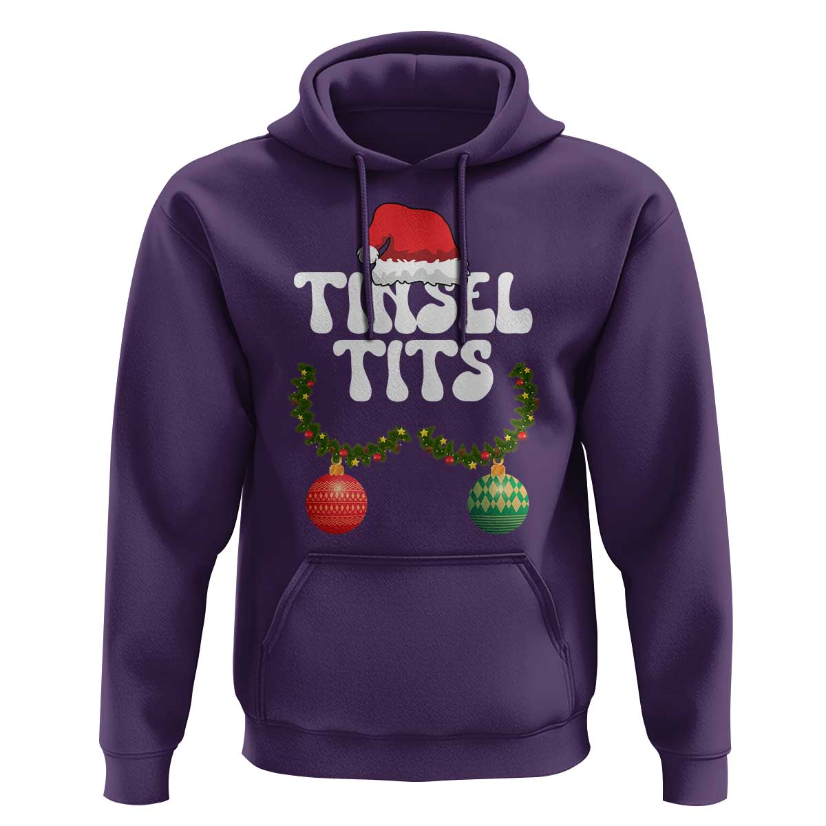 Christmas Tinsel Tits Hoodie Funny Xmas Couple Matching - Wonder Print Shop