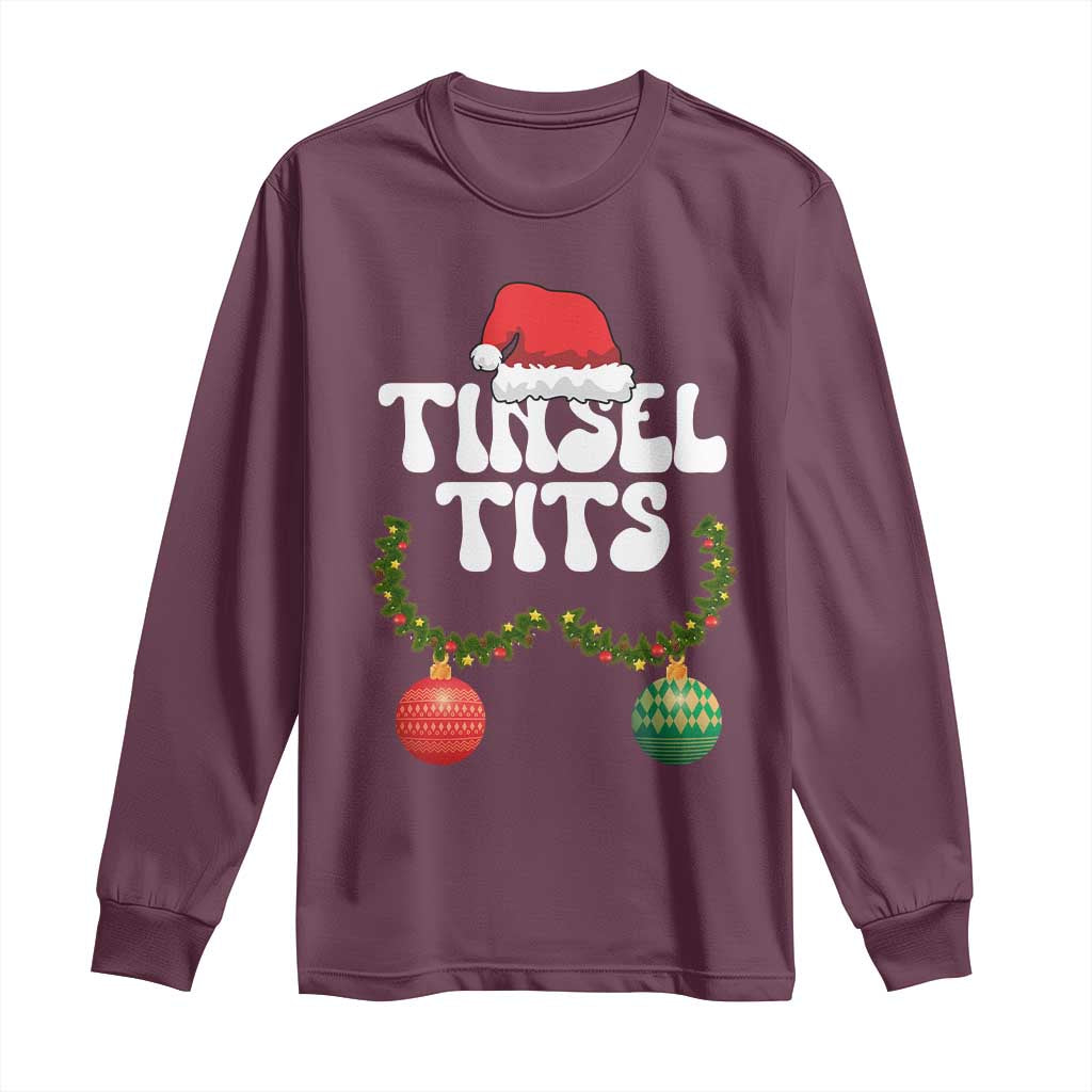 Christmas Tinsel Tits Long Sleeve Shirt Funny Xmas Couple Matching - Wonder Print Shop