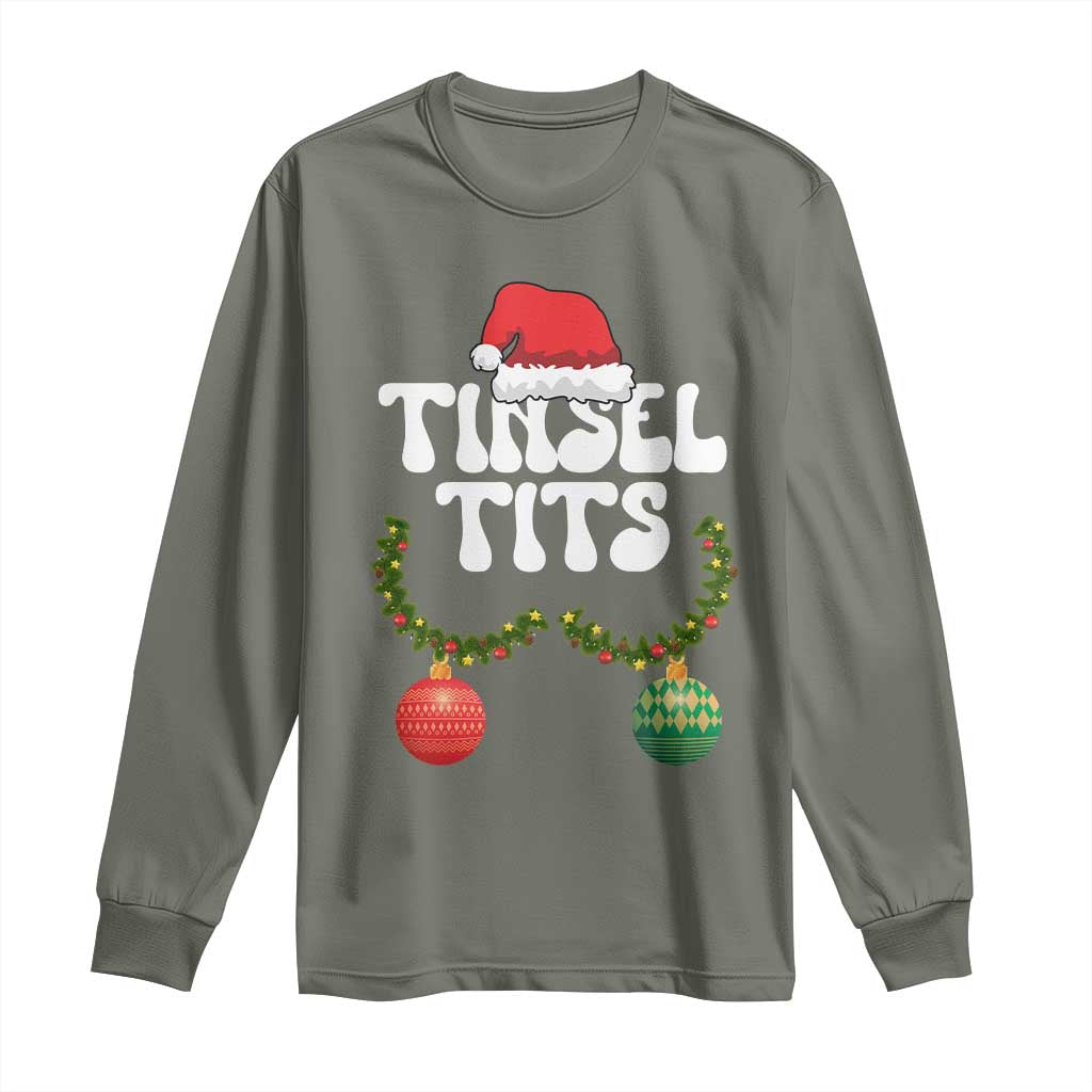 Christmas Tinsel Tits Long Sleeve Shirt Funny Xmas Couple Matching - Wonder Print Shop
