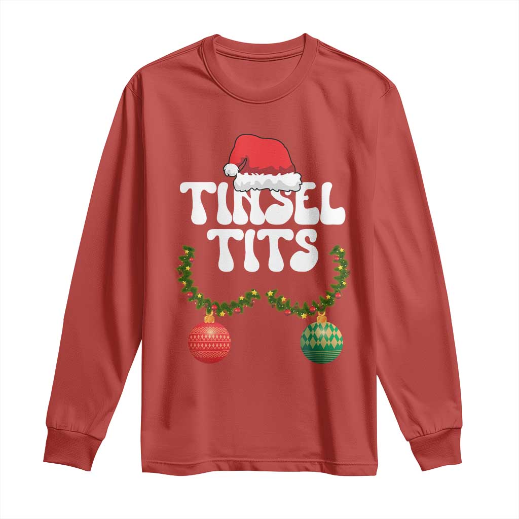 Christmas Tinsel Tits Long Sleeve Shirt Funny Xmas Couple Matching - Wonder Print Shop
