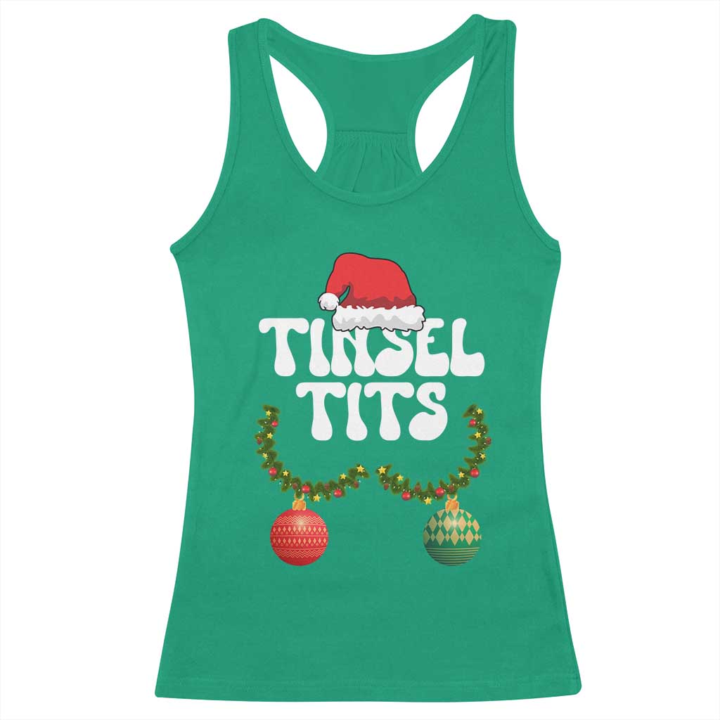 Christmas Tinsel Tits Racerback Tank Top Funny Xmas Couple Matching - Wonder Print Shop