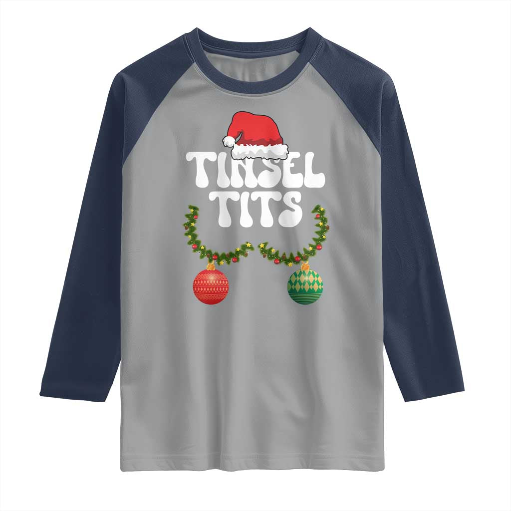 Christmas Tinsel Tits Raglan Shirt Funny Xmas Couple Matching - Wonder Print Shop