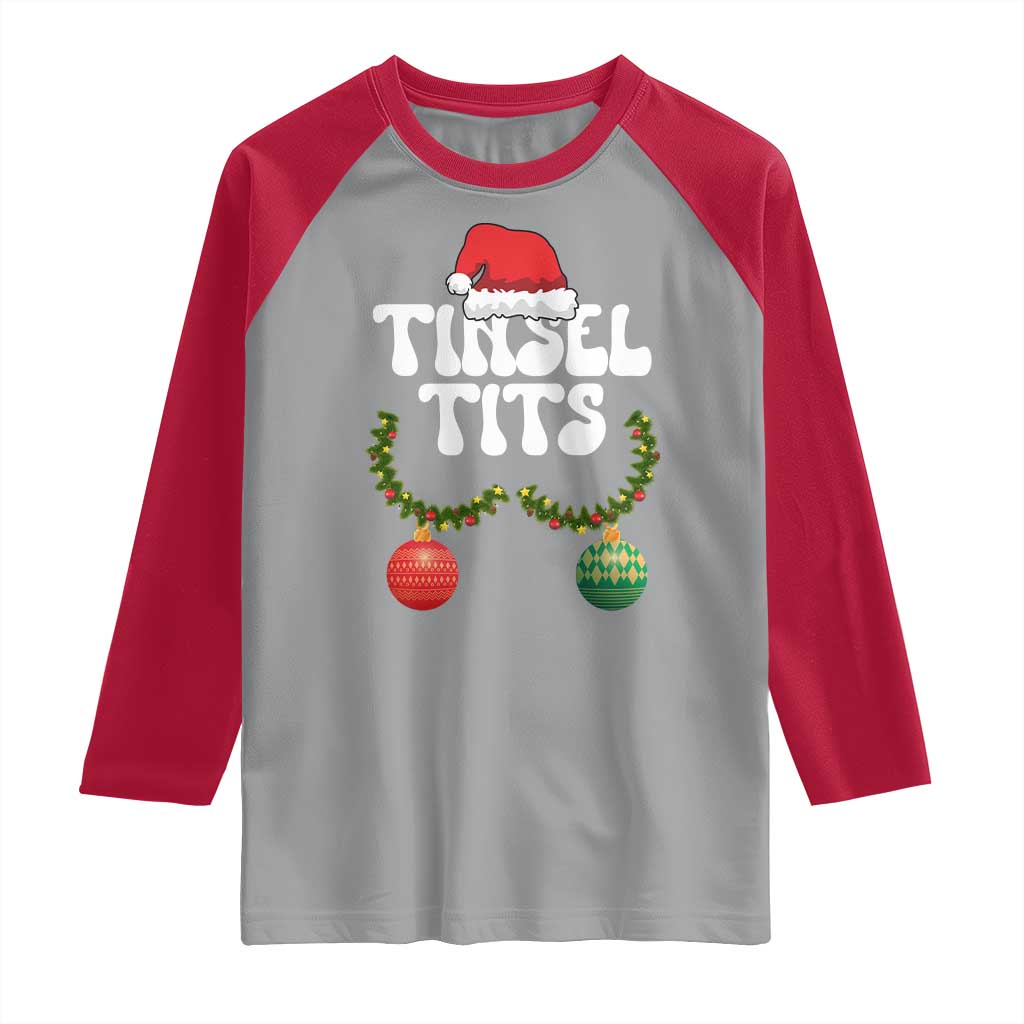 Christmas Tinsel Tits Raglan Shirt Funny Xmas Couple Matching - Wonder Print Shop