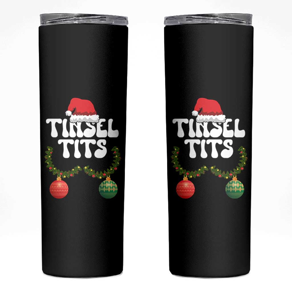 Christmas Tinsel Tits Skinny Tumbler Funny Xmas Couple Matching - Wonder Print Shop