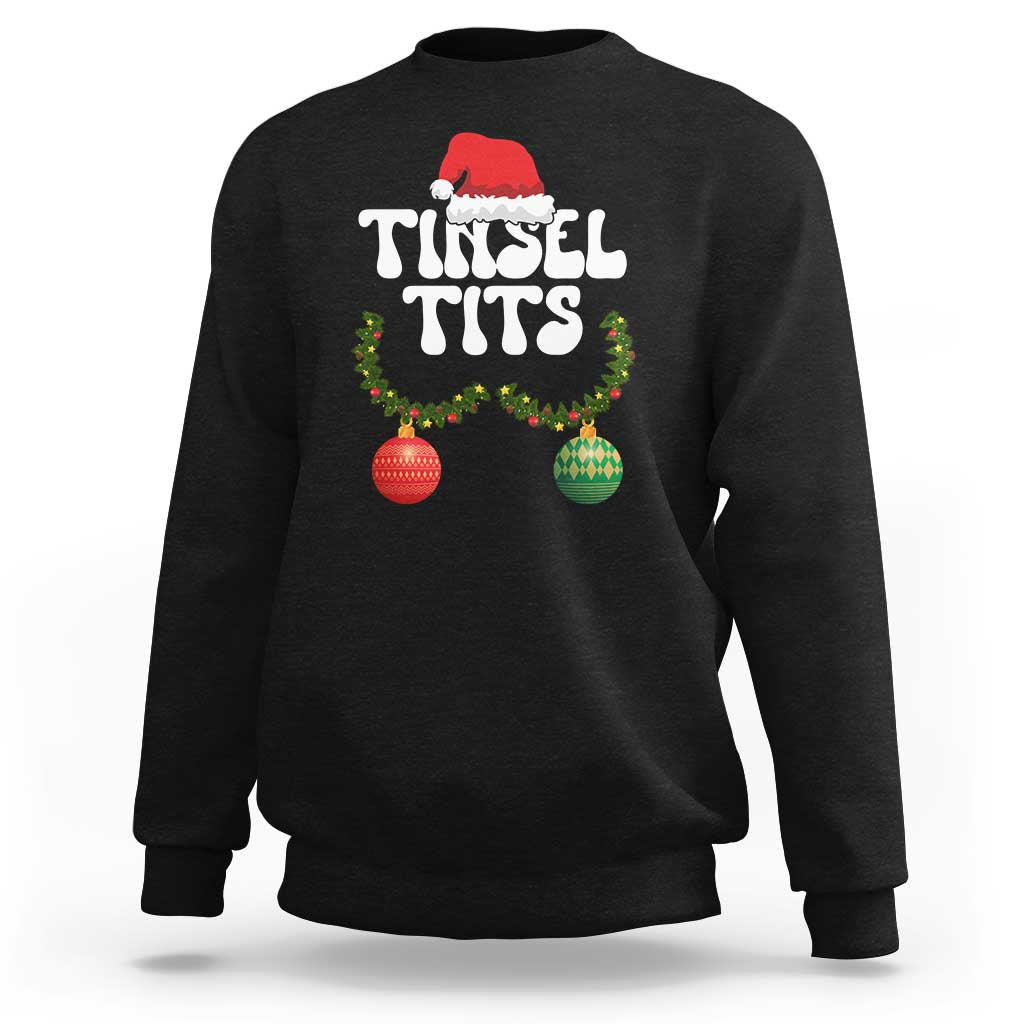 Christmas Tinsel Tits Sweatshirt Funny Xmas Couple Matching - Wonder Print Shop