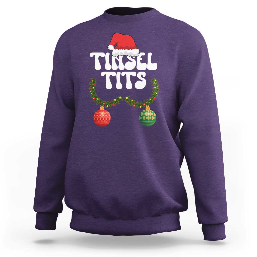 Christmas Tinsel Tits Sweatshirt Funny Xmas Couple Matching - Wonder Print Shop