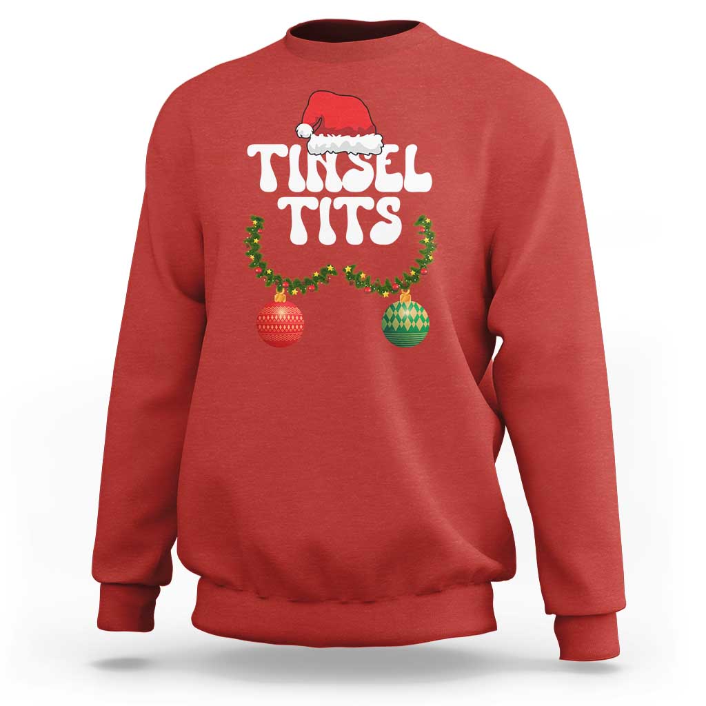Christmas Tinsel Tits Sweatshirt Funny Xmas Couple Matching - Wonder Print Shop