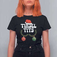 Christmas Tinsel Tits T Shirt For Women Funny Xmas Couple Matching - Wonder Print Shop