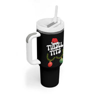 Christmas Tinsel Tits Tumbler With Handle Funny Xmas Couple Matching - Wonder Print Shop