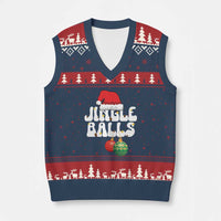 Xmas Jingle Balls V-Neck Knit Sweater Vest Funny Xmas Couple Matching - Wonder Print Shop